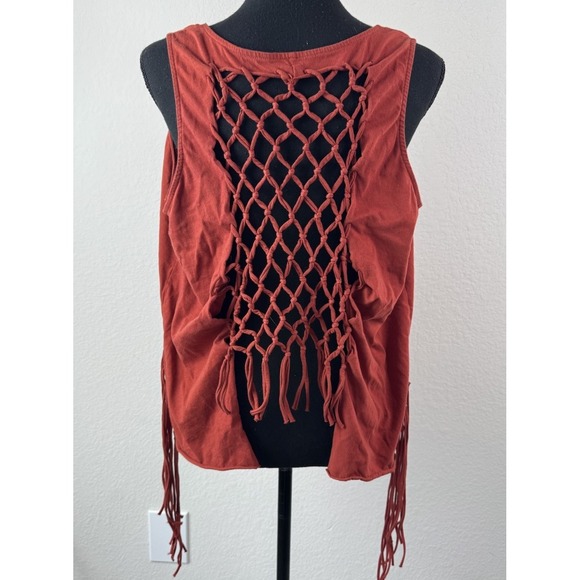 Shyanne Howdy Tank Top Western Fringe Macrame Back Women's XL Made In Peru Rodeo - Picture 2 of 7